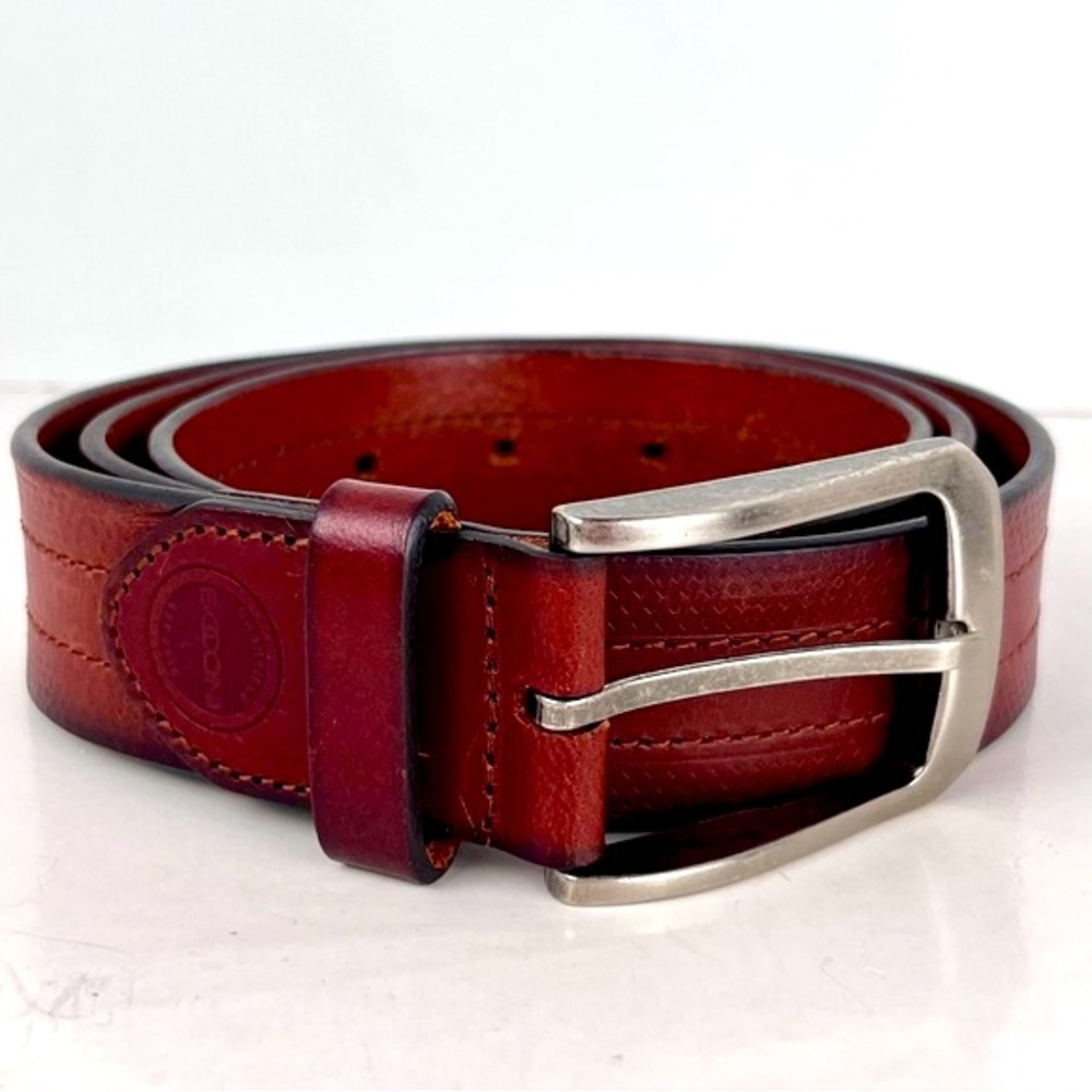 BOCONI Nashville Belt Men’s Size 38 Brown Leather Silver-Tone Buckle